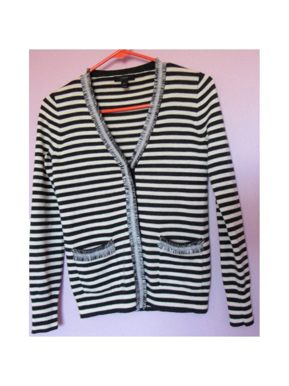 J.Crew Wool Women Cardigan, 100%wool, XS, Black/white